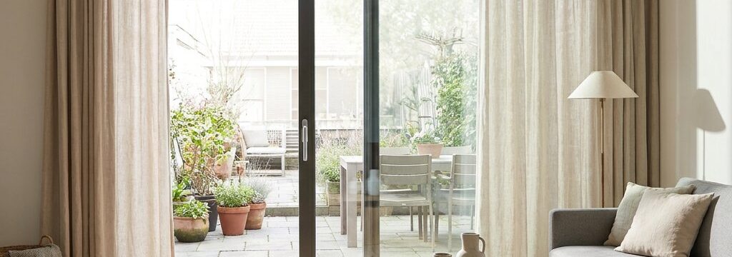 Raamdecoratie voor een schuifpui